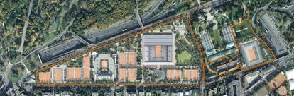 Vista aérea del futuro proyecto del complejo de Roland Garros.