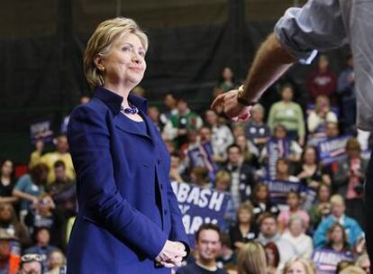 Hillary Clinton en un acto electoral en un instituto de la ciudad de Anderson.