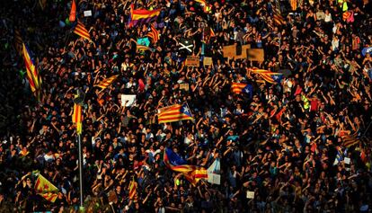 Manifestaci&oacute;n en la plaza de Catalunya el pasado 3 de octubre. 