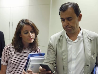 Fernando Mart&iacute;nez-Maillo y Andrea Levy (PP) tras la reuni&oacute;n de esta ma&ntilde;ana con Ciudadanos.