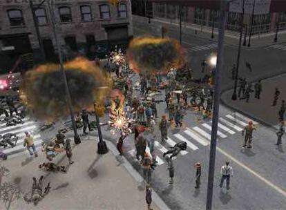 Escena de una pelea del videojuego <i>Left behind</i>.