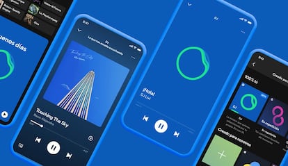 Imagen de AI DJ Spotify en varios teléfonos