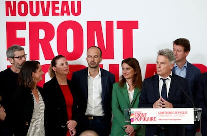 Conferencia de prensa de la alianza de partidos de izquierda, llamada Nouveau Front Populaire (Nuevo Frente Popular, en francés). 