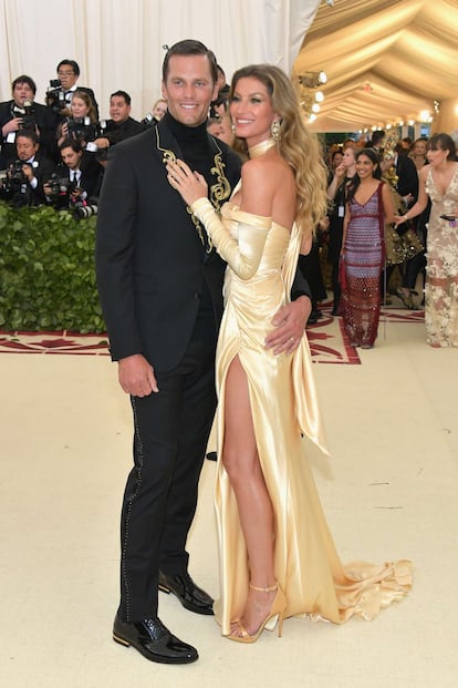 Tom Brady e Gisele Bundchen no Met Gala 2018.