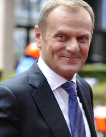 El primer ministro polaco, Donald Tusk, en la cumbre europea del 22 de mayo en Bruselas.