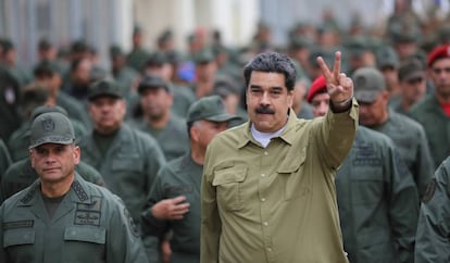 Nicolás Madura, el miércoles en un encuentro con militares en Caracas.