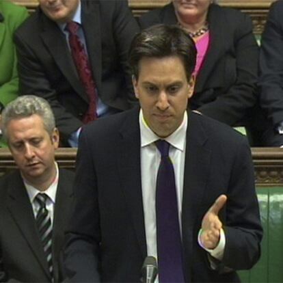 Ed Miliband, líder laborista, ayer en el Parlamento, en una imagen sacada de la televisión.