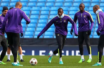 Yaya Touré, en un entrenamiento previo al partido de Champions.