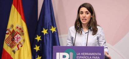  La ministra de Igualdad, Irene Montero, interviene durante la presentación de la herramienta de igualdad retributiva Europa Press