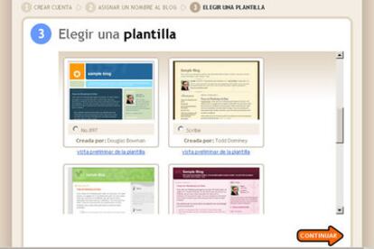 Los sistemas de creación de <i>weblogs</i> ofrecen plantillas para que no tenga que preocuparse por el diseño, solo por los contenidos.