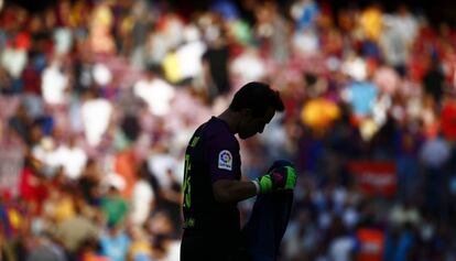 Bravo, en su &uacute;ltimo partido en el Camp Nou. 