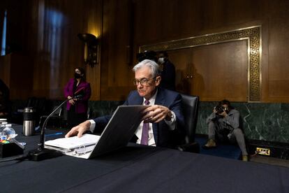 El presidente de la Reserva Federal, Jerome Powell, antes de su comparecencia en el Senado esta semana.