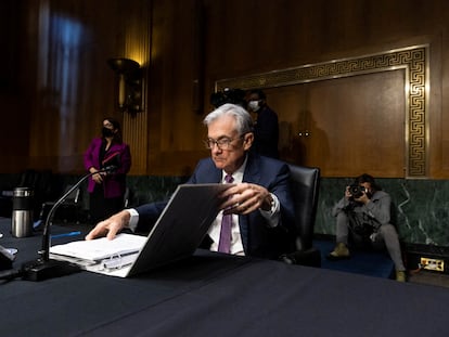 El presidente de la Reserva Federal, Jerome Powell, antes de su comparecencia en el Senado esta semana.