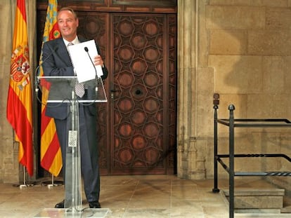 Alberto Fabra, durante su comparecencia.