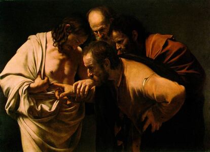 'La incredulidad de Santo Tomás', obra de Caravaggio (1602).