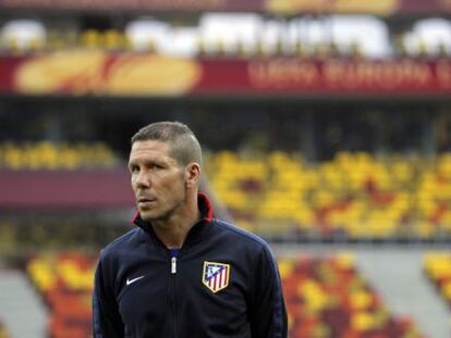 Simeone, en el entrenamiento previo a la final.