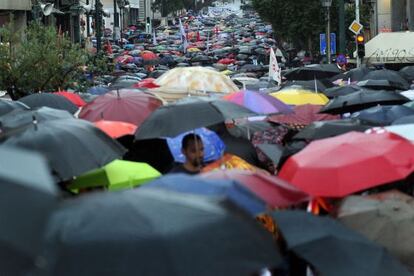 Una imagen de la manifestaci&oacute;n de este mi&eacute;rcoles en Atenas.