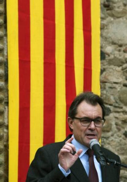 Artur Mas, durante un homenaje a la familia Roca este domingo.