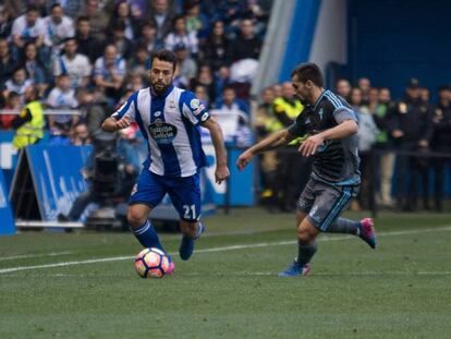 Bruno Gama y Jonny, en el &uacute;ltimo derbi gallego en Riazor, en marzo pasado.