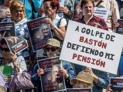 Una manifestación en mayo en Bilbao por la subida de las pensiones