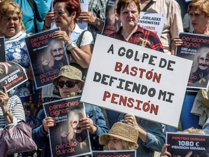 Una manifestación en mayo en Bilbao por la subida de las pensiones