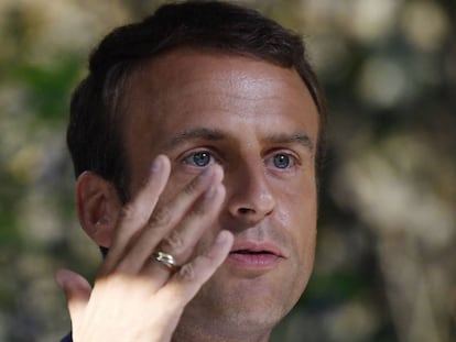 O presidente francês, Emmanuel Macron, em Bucareste.