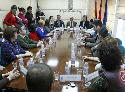 Pleno municipal en el que el alcalde de Arganda, Ginés López, ha presentado su dimisión.