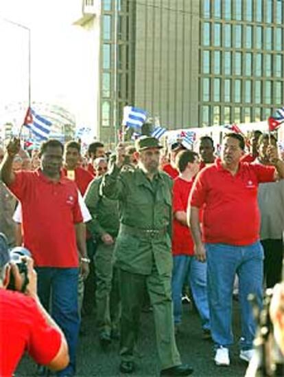 Fidel Castro, durante la manifestación en La Habana.