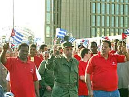 Fidel Castro, durante la manifestación en La Habana.