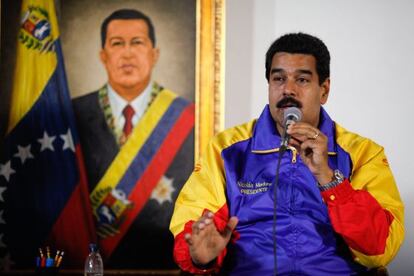 Nicolás Maduro en un acto con refugiados hoy en Caracas.