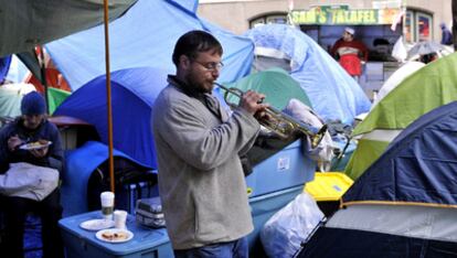 Un acampado en Nueva York.