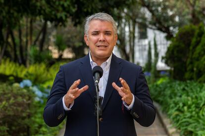 presidente Iván Duque durante una alocución desde la Casa de Nariño