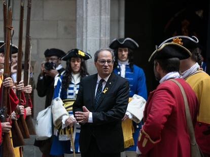 El president català, Quim Torra, amb els Miquelets.