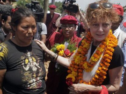 Susan Sarandon, durante su visita a Nepal.