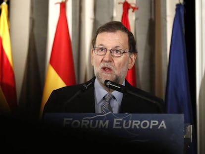 Rajoy, este lunes, durante un encuentro con los medios.