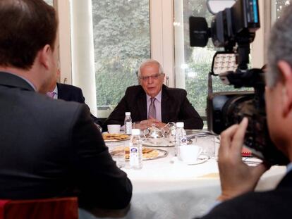 El ministro de Exteriores, Josep Borrell, en Nueva Delhi (India) este lunes.