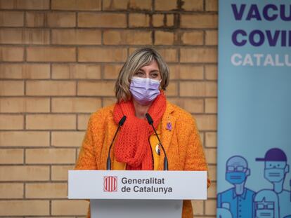 Alba Vergès, consejera de Sanidad, el pasado día 27 en una ruenda de prensa. PAU VENTEO (EP)