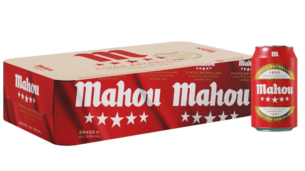 Lote de 28 cervezas Mahou 5 estrellas.