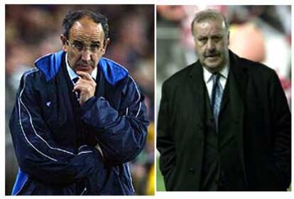 Javier Irureta, a la izquierda. Vicente del Bosque.