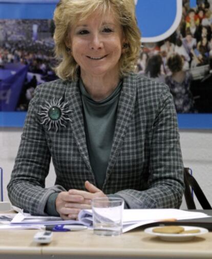 La presidenta de Madrid, Esperanza Aguirre, durante la reunión del Comité de Dirección del PP de Madrid.