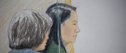 La directora financiera de Huawei Meng Wanzhou en la audiencia tras su detención