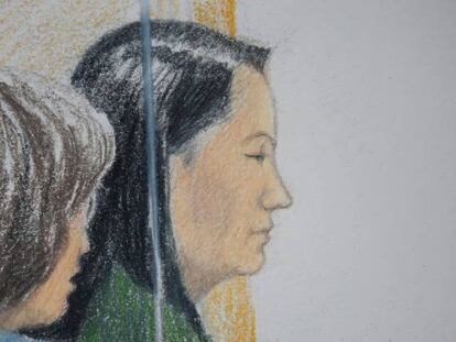 La directora financiera de Huawei Meng Wanzhou en la audiencia tras su detención