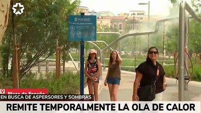 Una imagen de los informativos de Telemadrid del pasado 12 de julio, sobre la ola de calor.