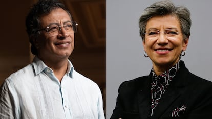 Gustavo Petro y Claudia López en una composición fotográfica.