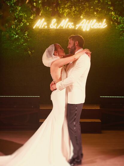 Jennifer López y Ben Affleck en el día de su boda