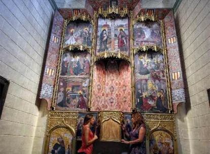 Aspecto de la réplica del retablo gótico de la pedanía de Eviny que se inaugura hoy.