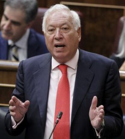 García-Margallo, durante su intervención en hoy en el Congreso.