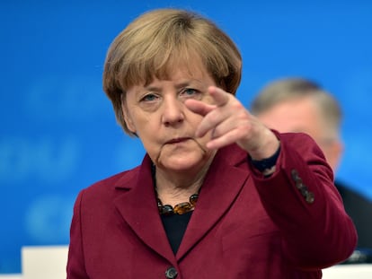 La excanciller alemana, Angela Merkel, en el congreso federal anual de la CDU, en Karlsruhe (Alemania), el 15 de diciembre de 2015.