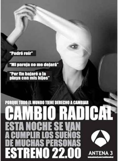 Promoción de Antena 3 del programa <i>Cambio radical.</i>