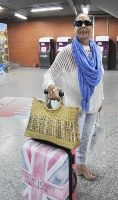 Isabel Pantoja, el 6 de junio de 2014, en la estación de Atocha.